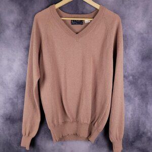 Vintage 80s tan v neck basic academia trad ivy old money style sweater